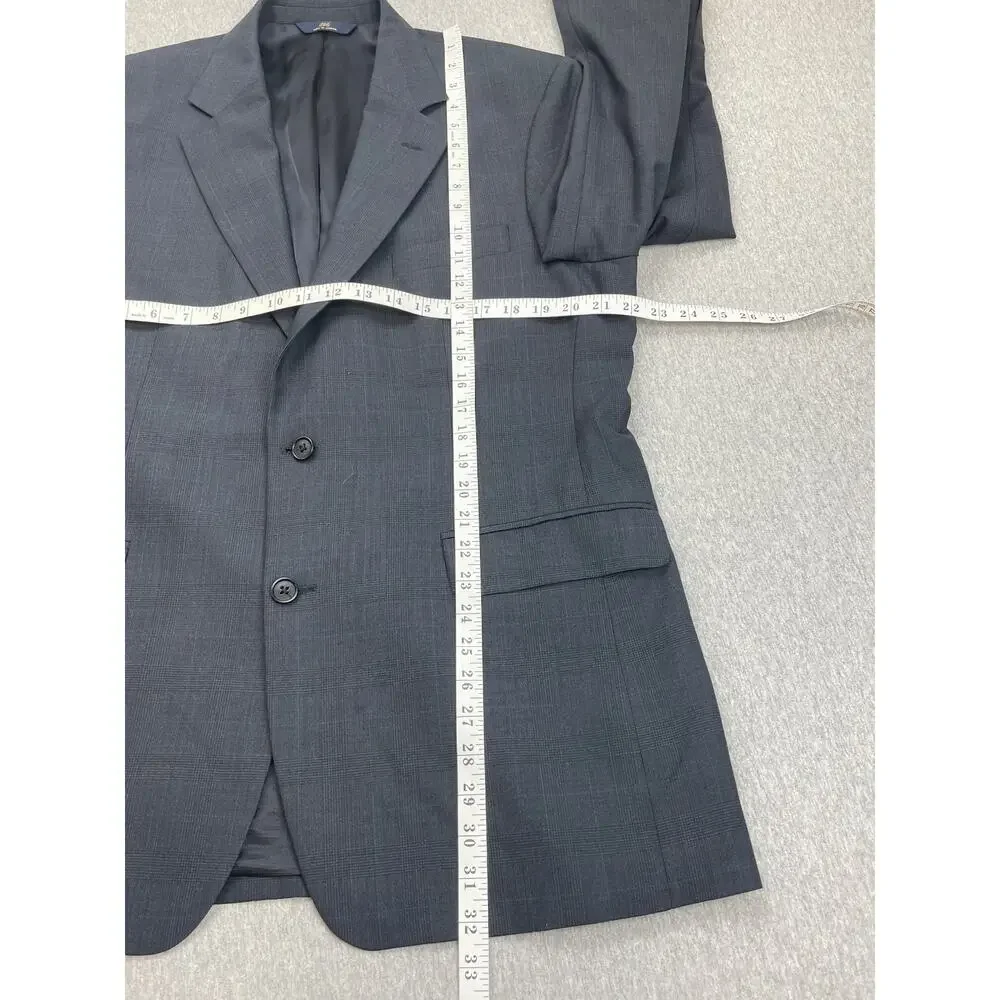 Brooks Brothers 346 Blazer Men 42R‎ Gray Plaid Wool Blend Stretch 2-Button